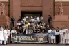 INDIA bloc MPs hold protest in Parliament complex over Adani issue, demand JPC probe