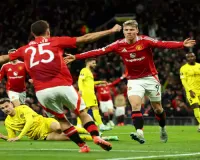 Hojlund scores 2 for Man United to give Amorim winning home debut in Europa League