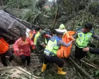 Landslide triggered by rain in Indonesia's Sumatra island kills 9 people in tourist bus