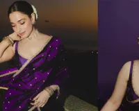 Tamannaah Sets the Night on Fire in Purple Saree!