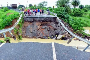 Continuous rainfall causes road diversions to wash away, uproots trees, and damages houses in Jharkhand